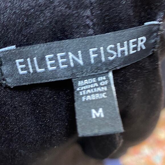 Eileen Fisher Blazer Dual Zipper Front High Collar Ramie Blend Black Womens M - Picture 9 of 11